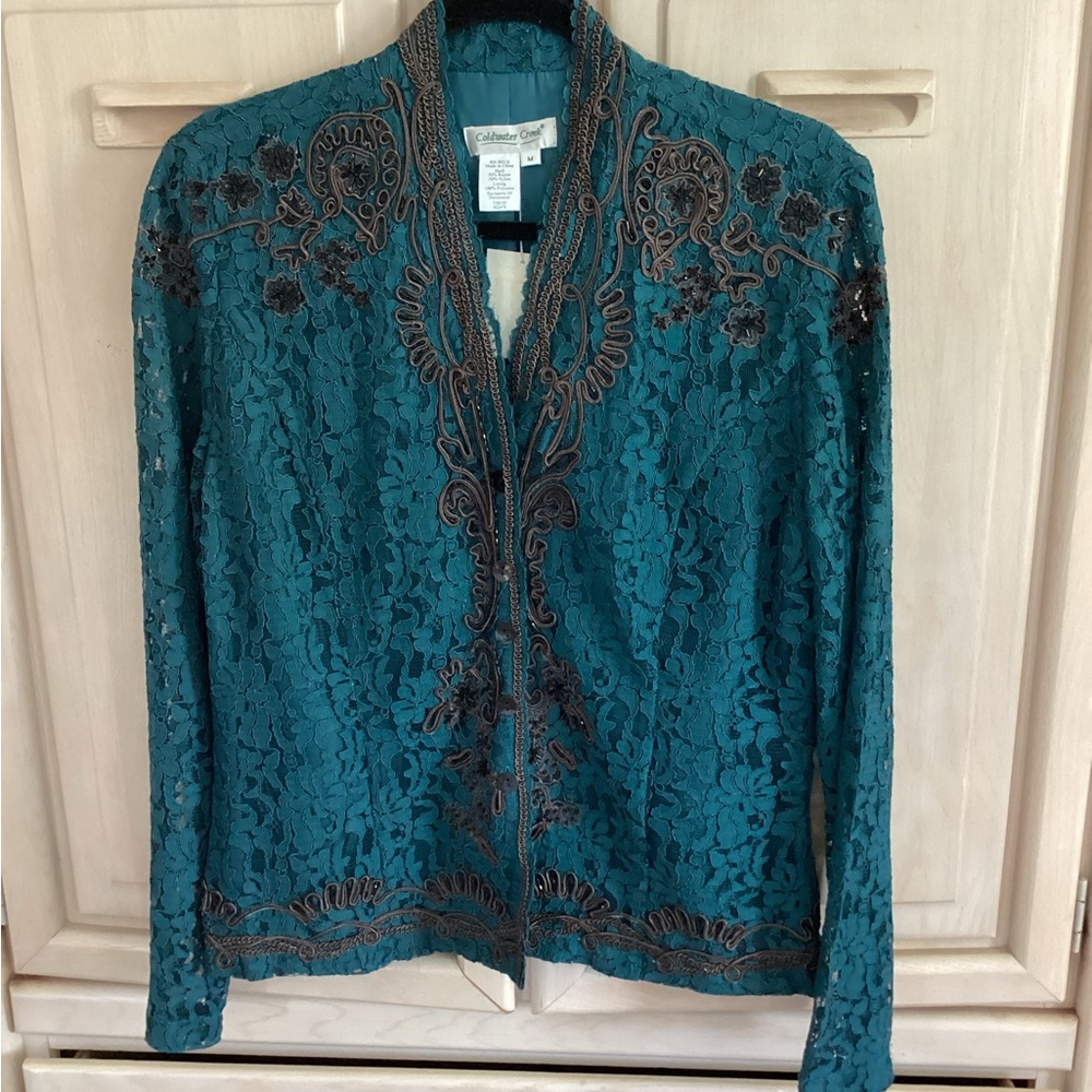 Vintage Coldwater Creek jacket NWOT Lace ,‎ embroidered - Picture 2 of 12
